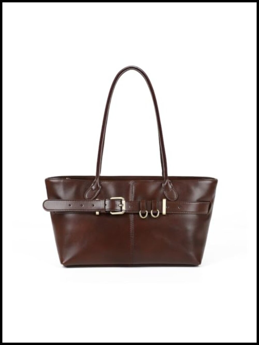 Genuine Leather Structured Tote Bag Shoulder Bag Work Travel